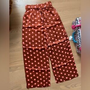 Zara Brown and Pink Polka Dot trousers XS
